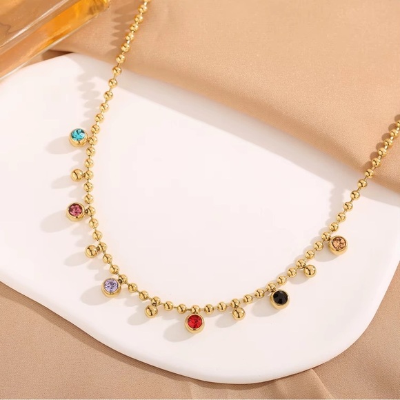 18K Gold Plated Colorful Beaded Necklace - Picture 8 of 10